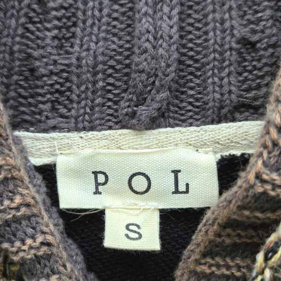 POL Rebel Lace Up Knit Hoodie Mineral Wash Brown Black Small NWOT - Picture 13 of 16